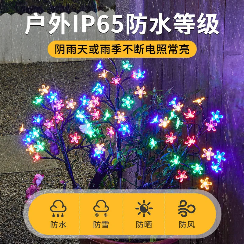 Solar-powered Cherry Blossom Branch Lights, Colorful Firefly Lights, LED Garden Outdoor Lawn Ground Insert Lights Oasis Select