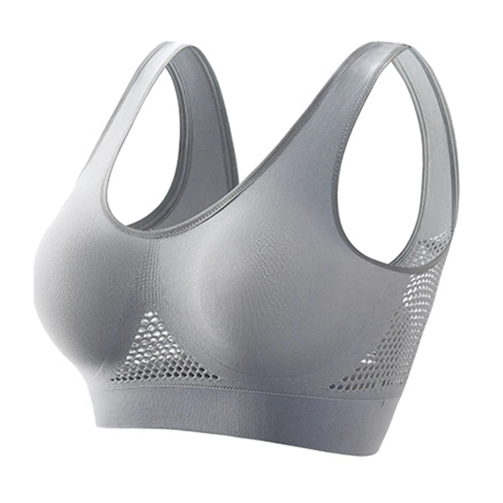 Breathable Sports Bra Top Fitness Women Brassiere Removable Padded Sport Bra Running Gym Seamless Push Up Bras Oasis Select Gray XXXXXL
