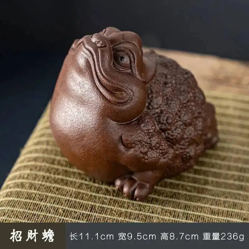 Purple Clay Kung Fu Tea Pet Ornament Handcrafted Purple Clay Lucky Golden Toad Pixiu Tea Table Ceramic Tea Play Oasis Select Toad - Purple Clay