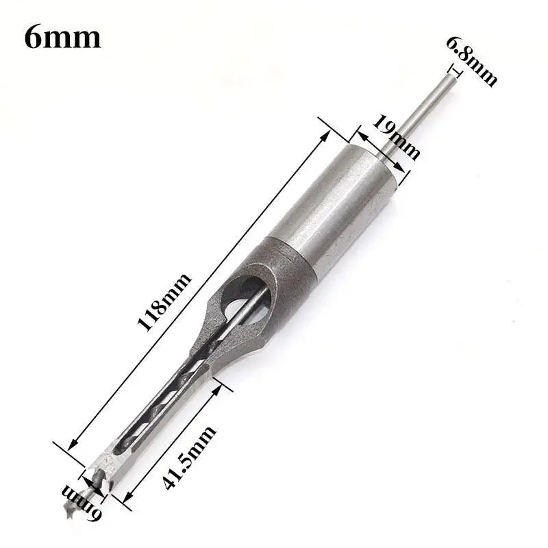 JUSTINLAU HSS Square hole drill Woodworking Drill Tools Auger Mortising Chisel Drill Set DIY Furniture Square Woodworking drill Oasis Select 6mm