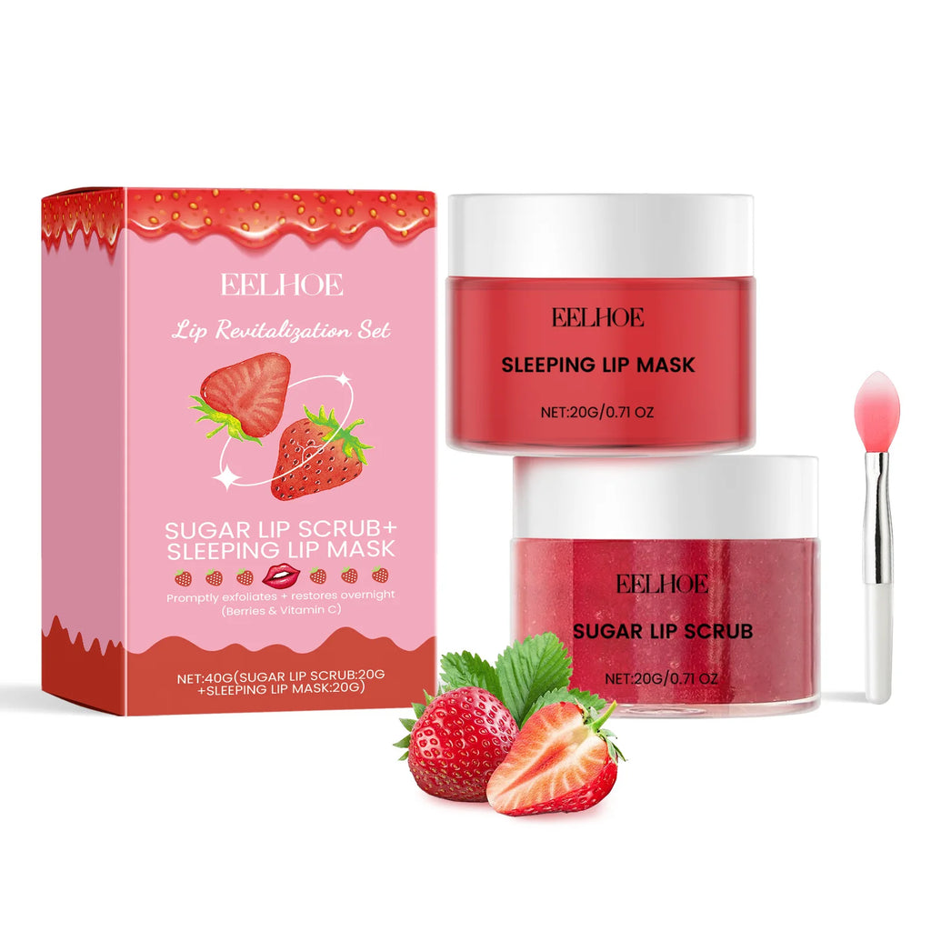 Eelhoe Vitamin C Lip Scrub & Overnight Mask Set – Nourish & Brighten Lip Care Set Oasis Select Lip Care Set