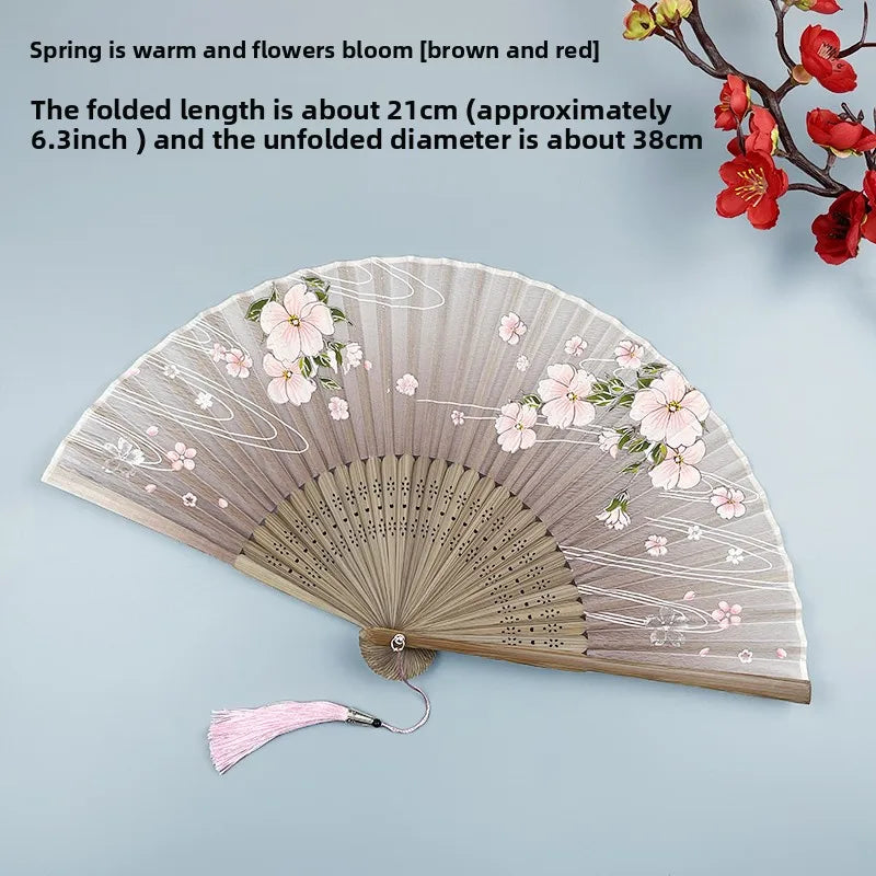 6-inch Portable Folding Fan Chinese-style Peony Flower Fan Summer Folding Craft Fan Oasis Select 12