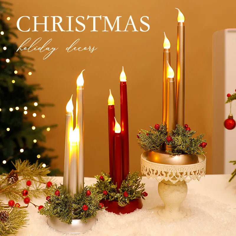 LED Electronic Candles Simulate Christmas Props Long Glossy Candles Christmas Decorative Items Oasis Select