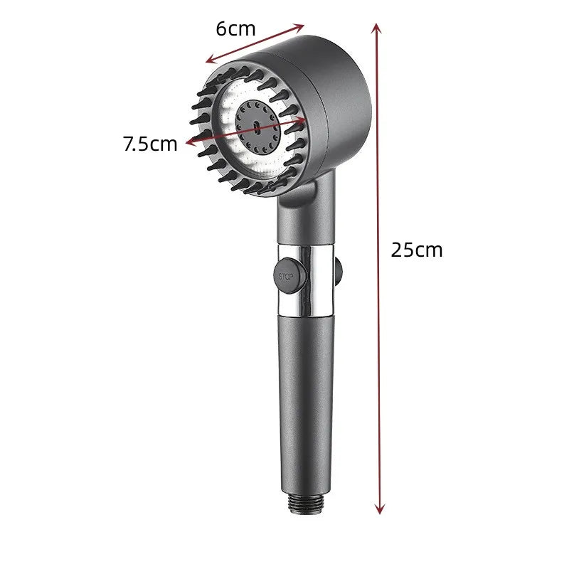 High-pressure Shower Head 3-mode Adjustable Spray with Massage Brush Filter Rain Shower Faucet Bathroom Accessories Oasis Select