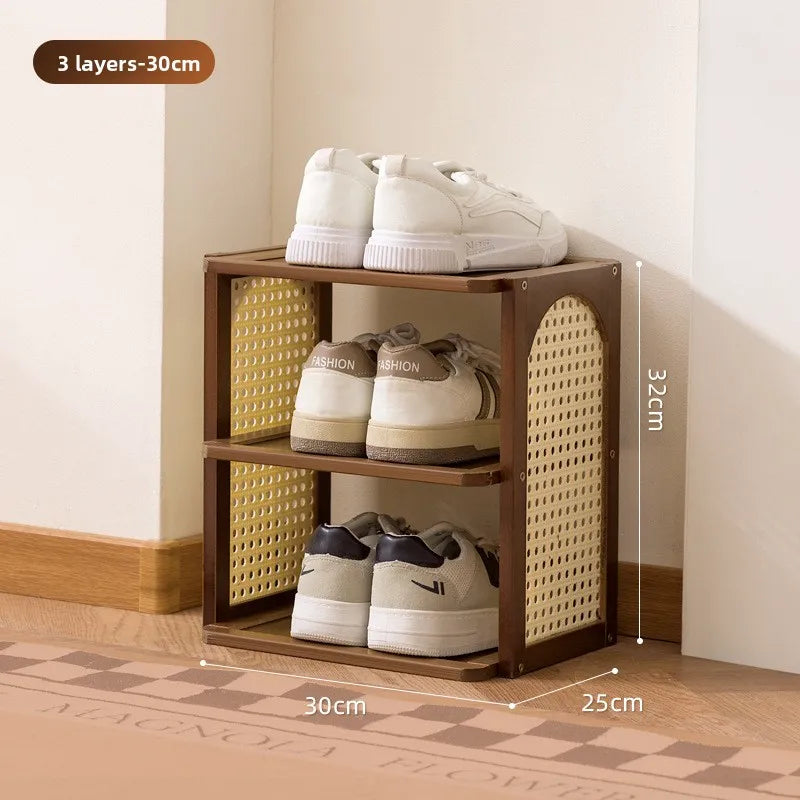 Multi-layer household door Small narrow shoe cabinet Simple and does not take up space Strong and durable Home storage shelf Oasis Select Brown three layers