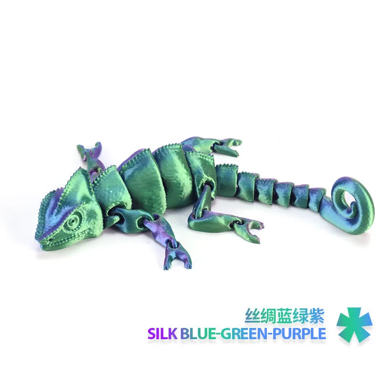 3D Printing Chameleon Figures Multi-joint Movable Animal Toys Miniatures for Home Accessories Kids Gift Living Room Decoration Oasis Select Blue green purple