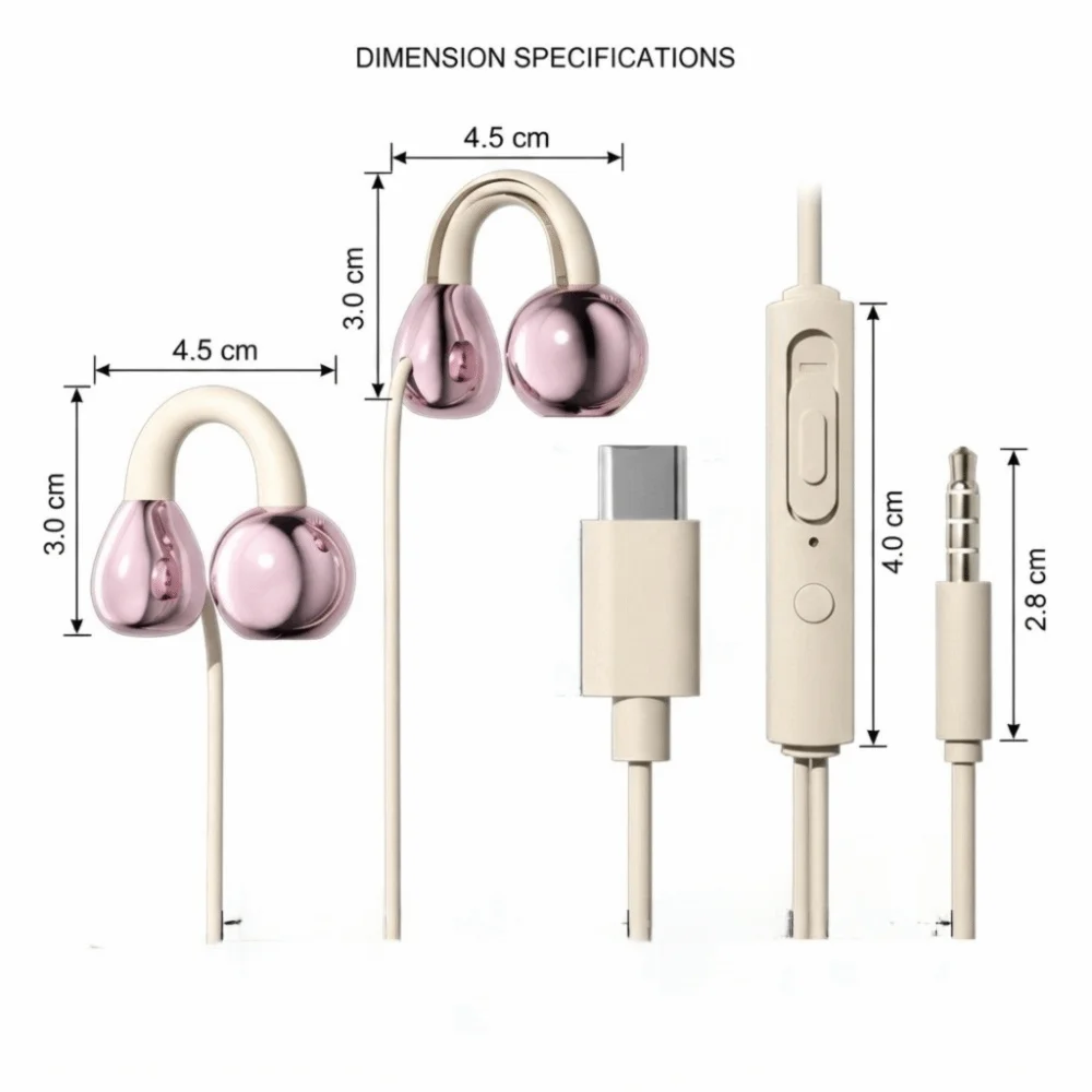 Ear Clip Type Wired Headphones 3.5mm/Type-C HiFi Ear Clip Headphones Wire Control Stereo Earbuds Not In Ear Headphones Oasis Select