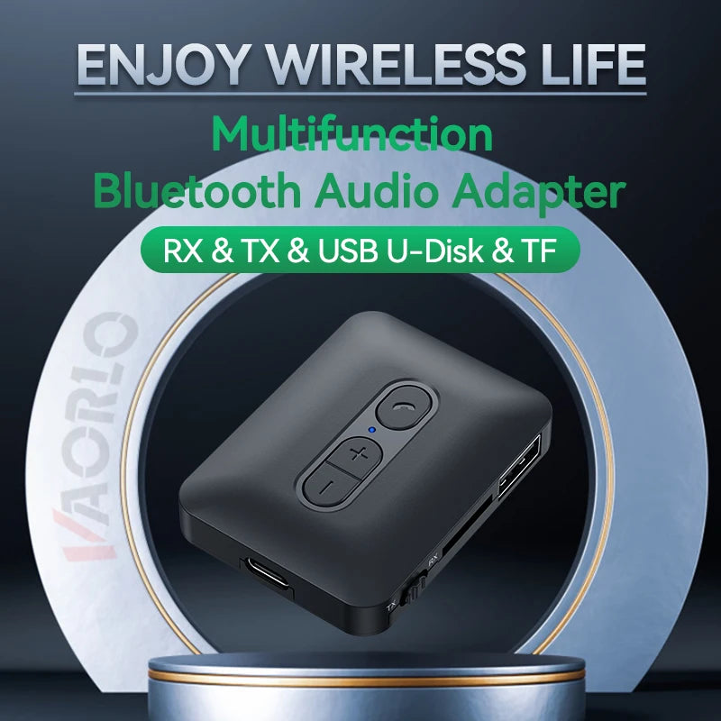 Bluetooth 5.4 Audio Transmitter Receiver 3.5MM AUX USB U-Disk TF Card Play Wireless Adapter Stereo Music With Mic For Car TV PC Oasis Select