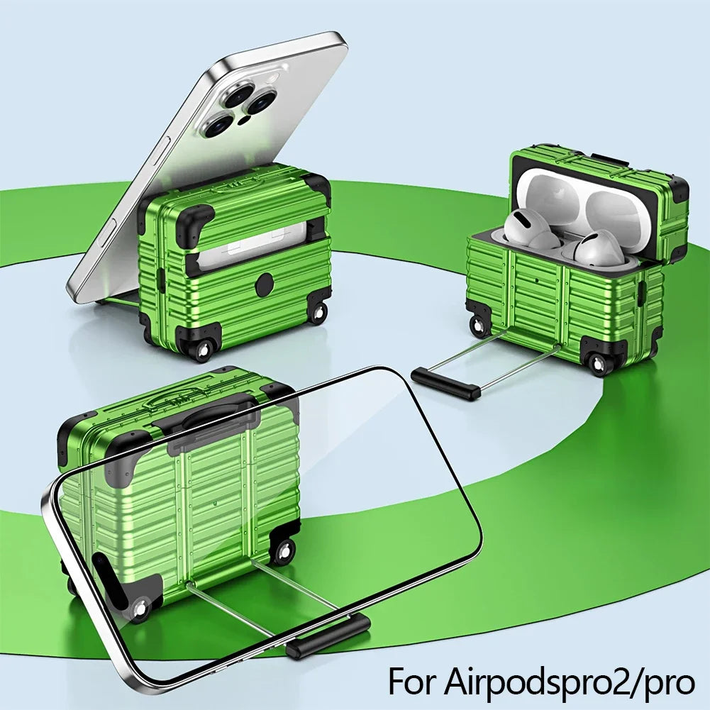 Mini Suitcase AirPods Case – Drop-Proof PC & TPU Cover