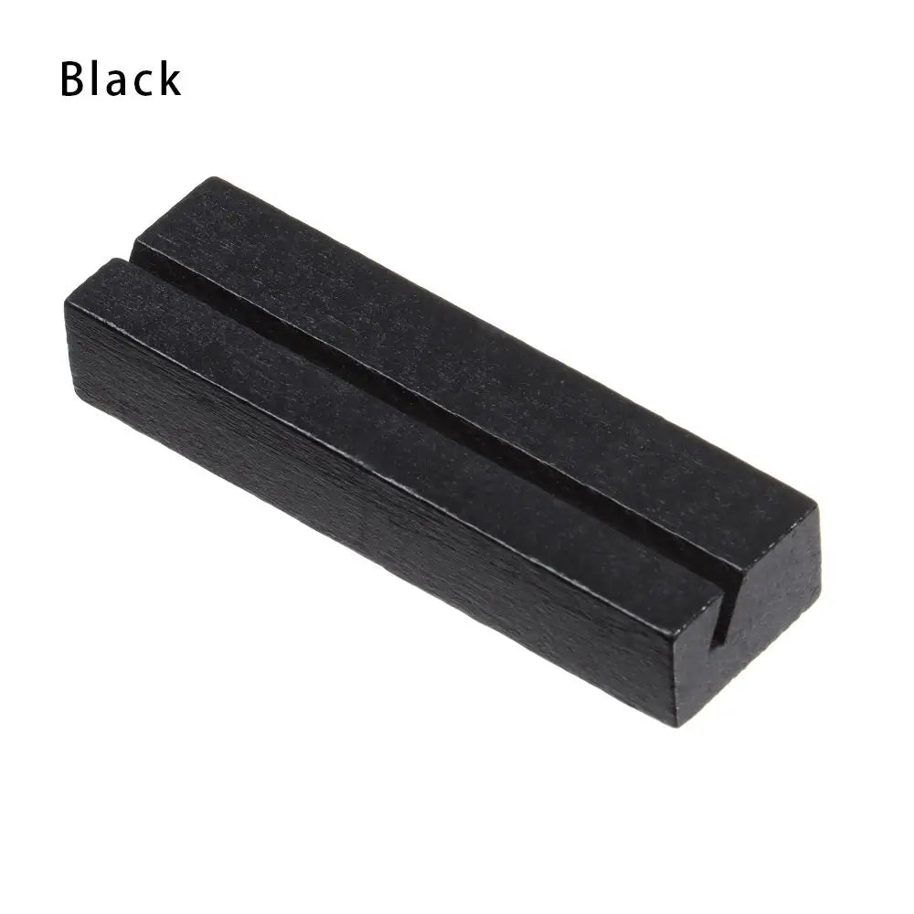 Picture Frame Base Desk Card Natural Wooden Notes Clips Photo Holder Clamps Stand Support Desktop Decor Oasis Select 8x2.5x1.5cm-Black