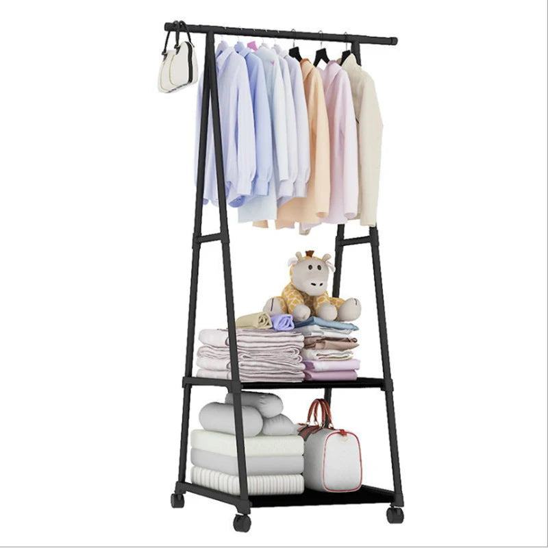 Floor Standing Clothes Rack | Foldable Double Pole Hanger