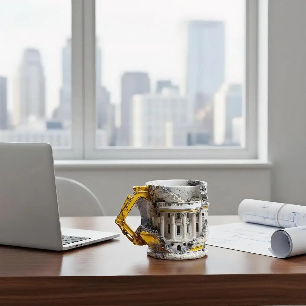 Someone Lied Demolition Mug with Handle 3D Building Print Excavator Shaped Ceramic Coffee Mug Funny Tea Mugs Milk Cup Oasis Select