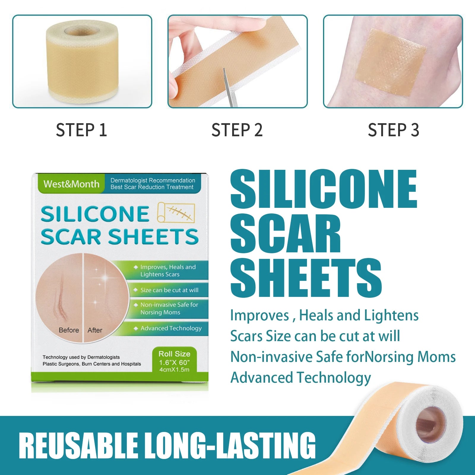 Silicone Scar Sheets Roll 4cm×150cm | Self-Adhesive Scar Tape Silicone Scar Tape Oasis Select