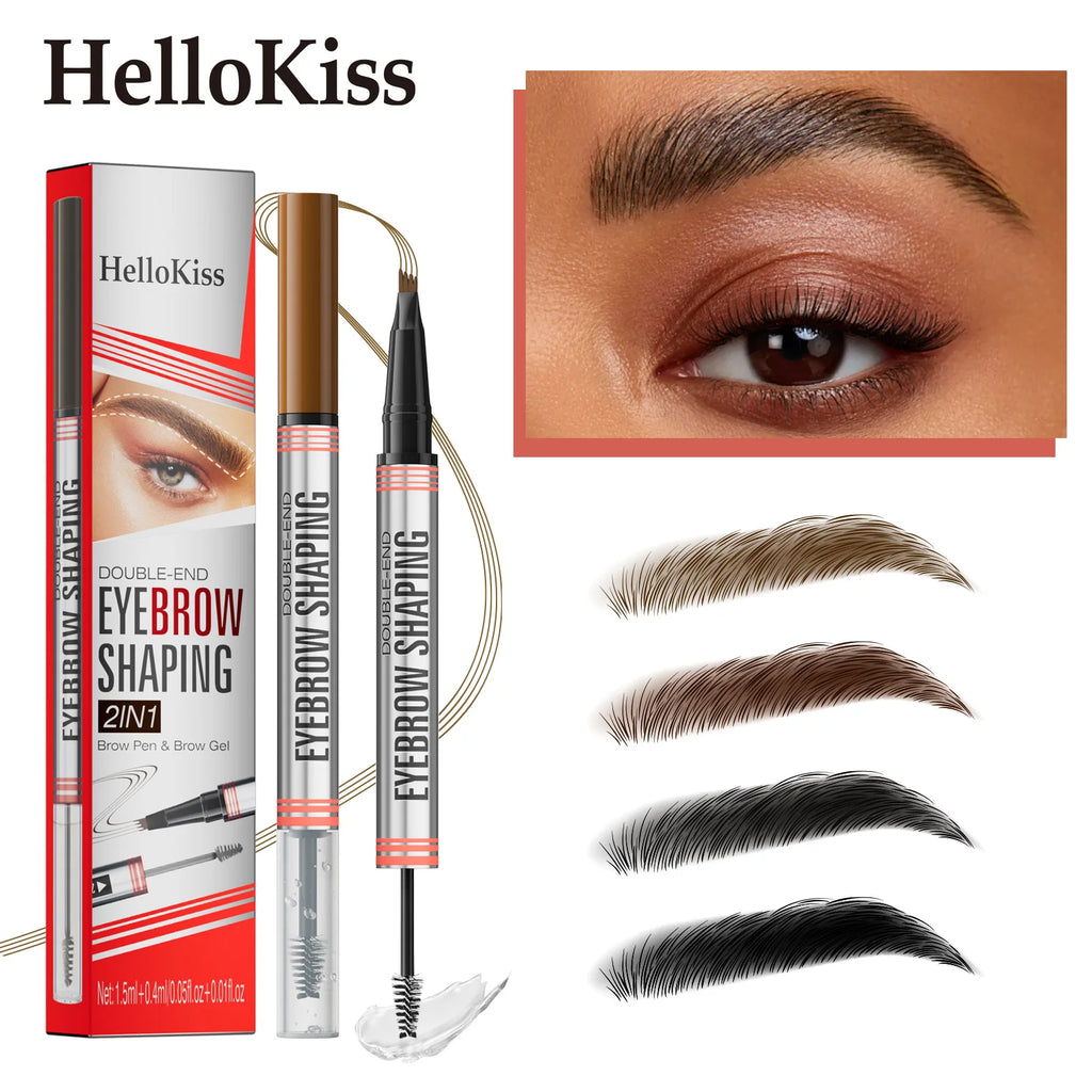 Hello Kiss 4-Fork Tip Waterproof Eyebrow Pen – 4 Colors