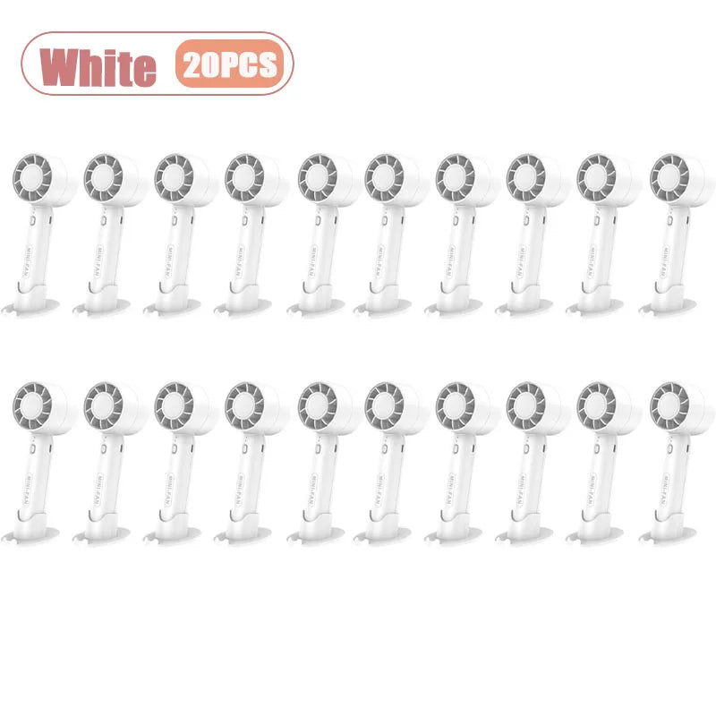 Mini USB Handheld Fan Portable Rechargeable Small Desk Fan for Students Office Travel Personal Cooling Breeze Quiet 3 Speed Oasis Select White-20PCS