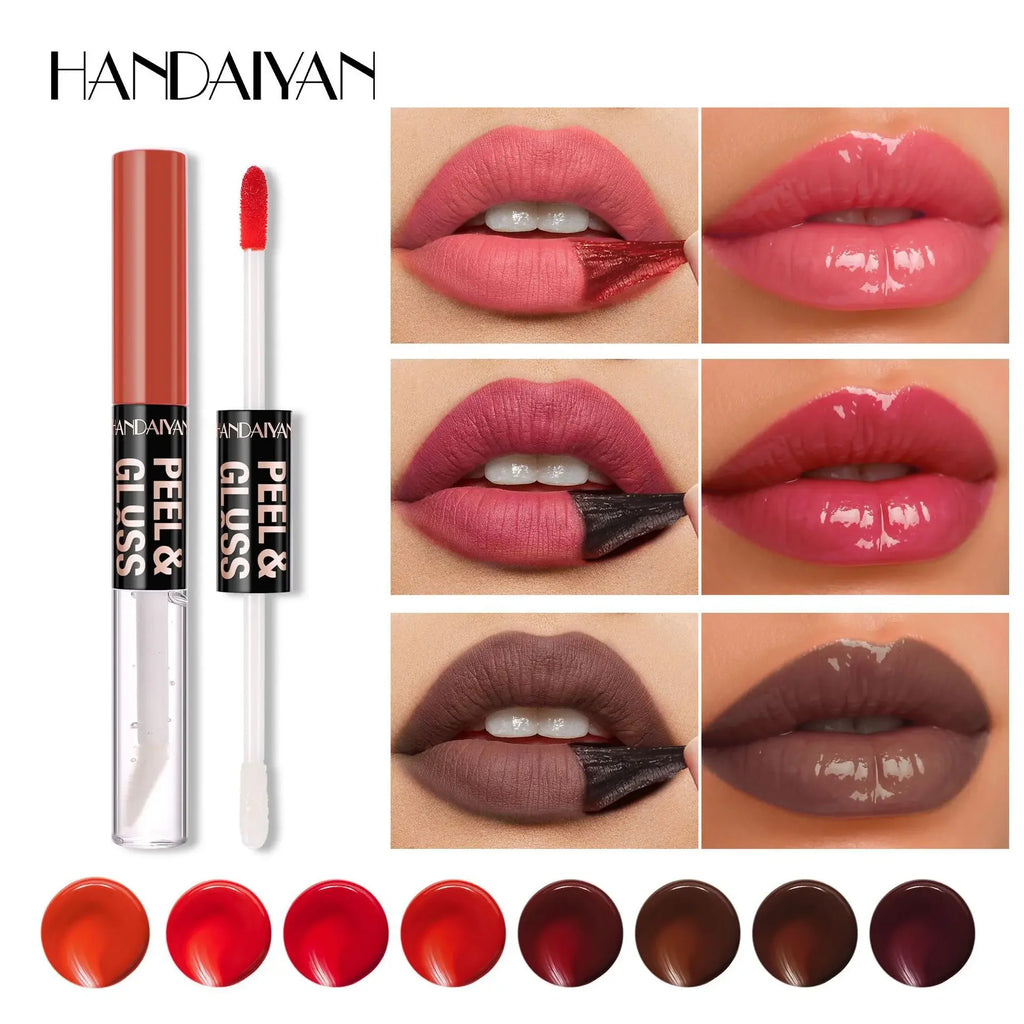 HANDAIYAN 2-in-1 Peel-Off Matte Lip Stain & Mirror Lip Gloss