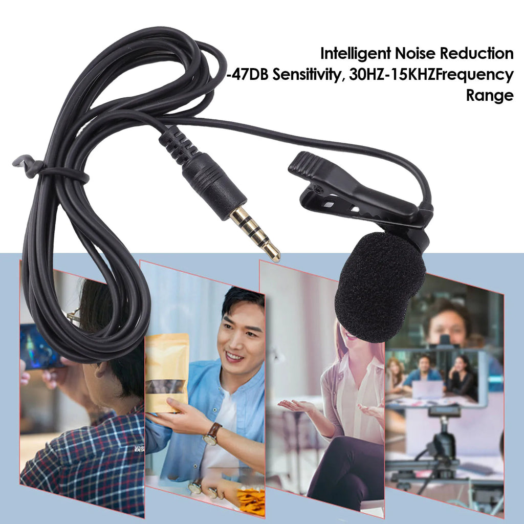 Lavalier Microphone with Clip Noise Reduction Unidirectional Wired Mic for Live Streaming Voice Recording Recording Microphone Oasis Select