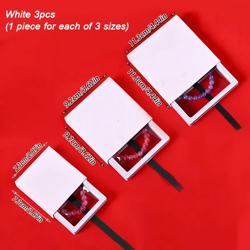3-Piece Set, 3 Sizes Transparent Floating Display Box, Plastic Film Jewelry Storage Box, Jewelry Packaging Box/Gift Box Oasis Select White 3pcs