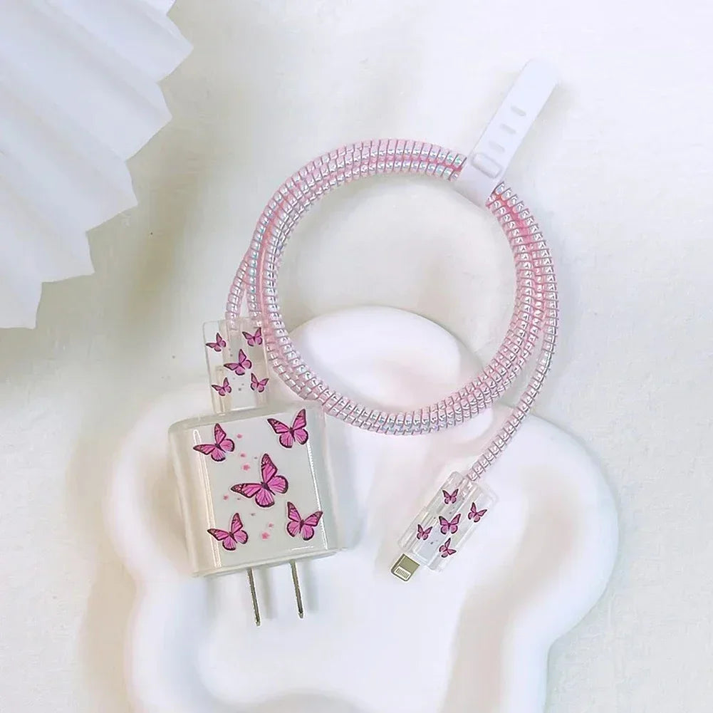 Cute iPhone 20W Charger Cover & USB Cable Winder Protector