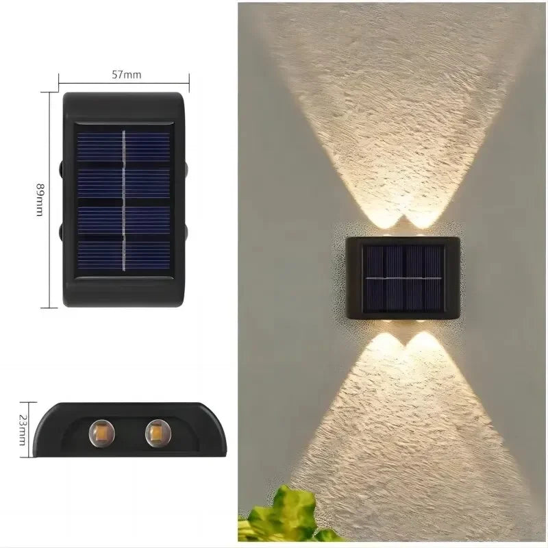 4LED Beads Up and Down Light Solar Powered Waterproof Wall Light for Courtyard Garden Carport Oasis Select XBD001(4LED warm)