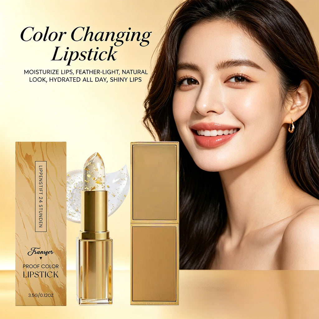 Golden Foil Color Changing Lipstick,Moisturizing and Smoothing Tinted Lip Care Radiant Lip Glow, For All-Day Comfort Oasis Select