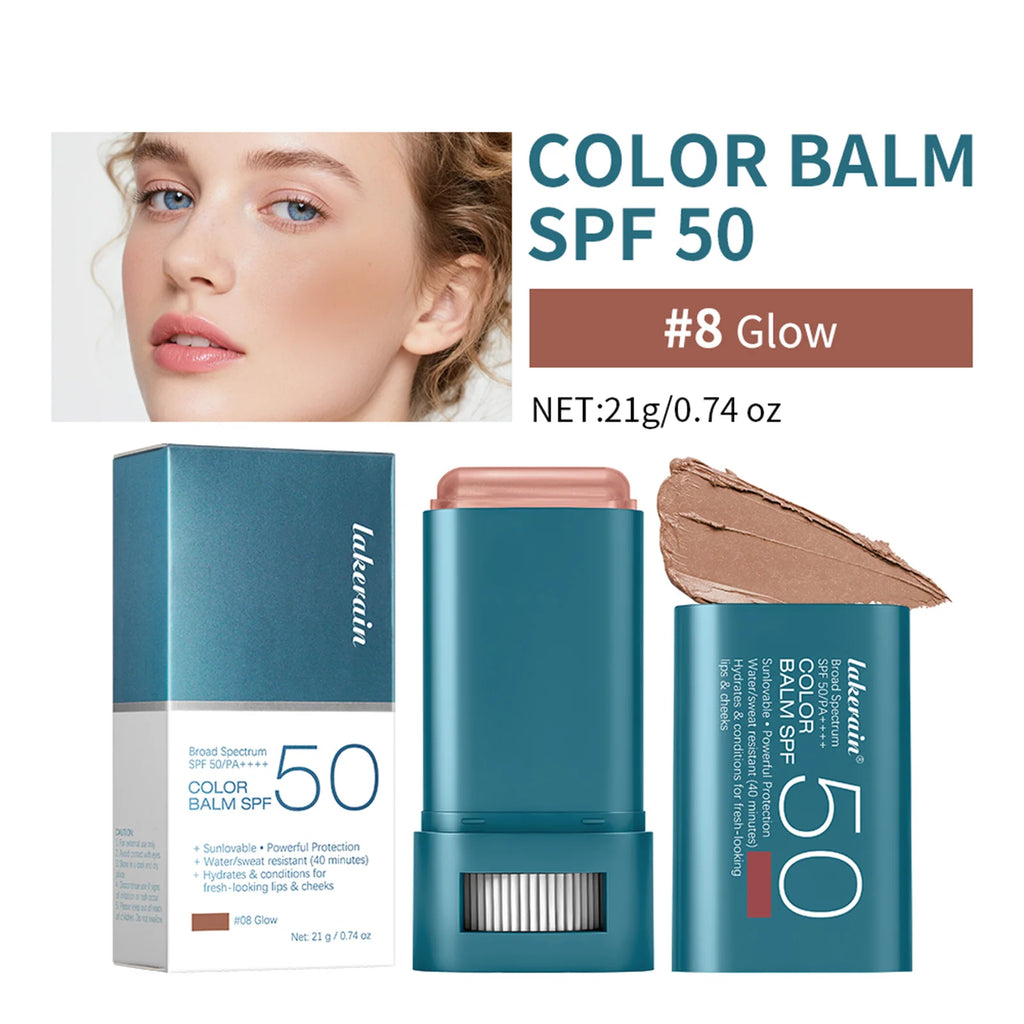 SPF 50 Sun Color Blush Balm Lip & Cheek Tint Hydrating Water Resistant Long Lasting Buildable Blush Natural Makeup Oasis Select 08 Glow