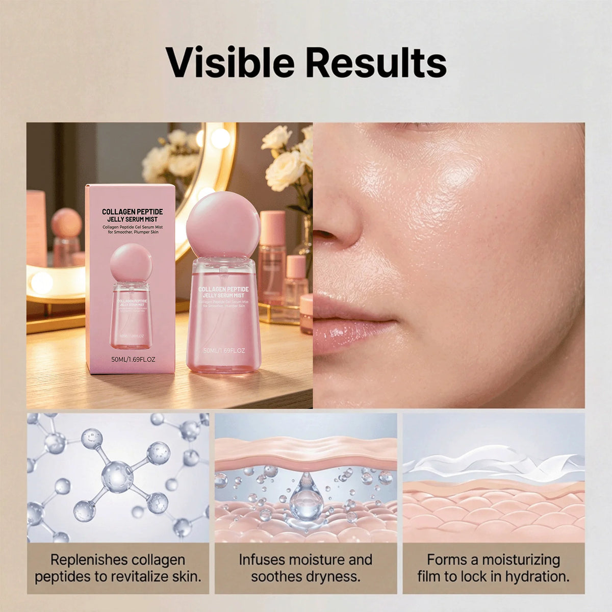 Collagen Peptides Jelly Serum Mist | Hydrating Face Spray 50ml Face Serum Mist Oasis Select