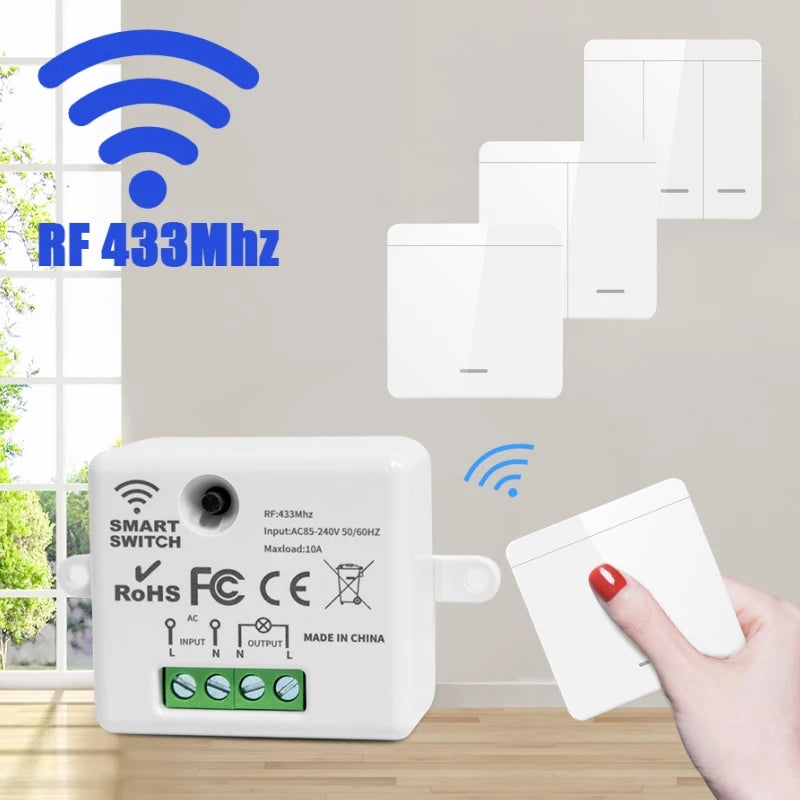 433MHz Wireless Wall Switch 1/2/3 Gang + RF Remote 110V/220V Wireless RF Wall Switch Oasis Select