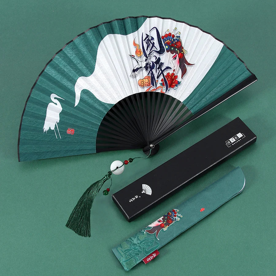 Ancient Folding Fan Black Dragon Fan Chinese Style Summer Hanfu Folding Fan Oasis Select 21 8 inches
