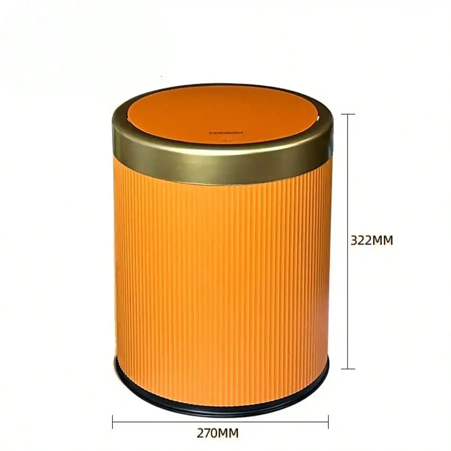 Fashionable Circular Wastebasket Durable Plastic Recycle Bin Large Capacity Double Double-layer Kitchen Garbage Cube Trash Can Oasis Select Orange 15L