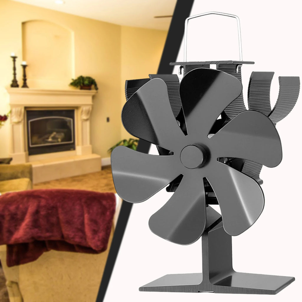 6-Blade Heat Powered Wood Burning Stove Fan | No Electricity