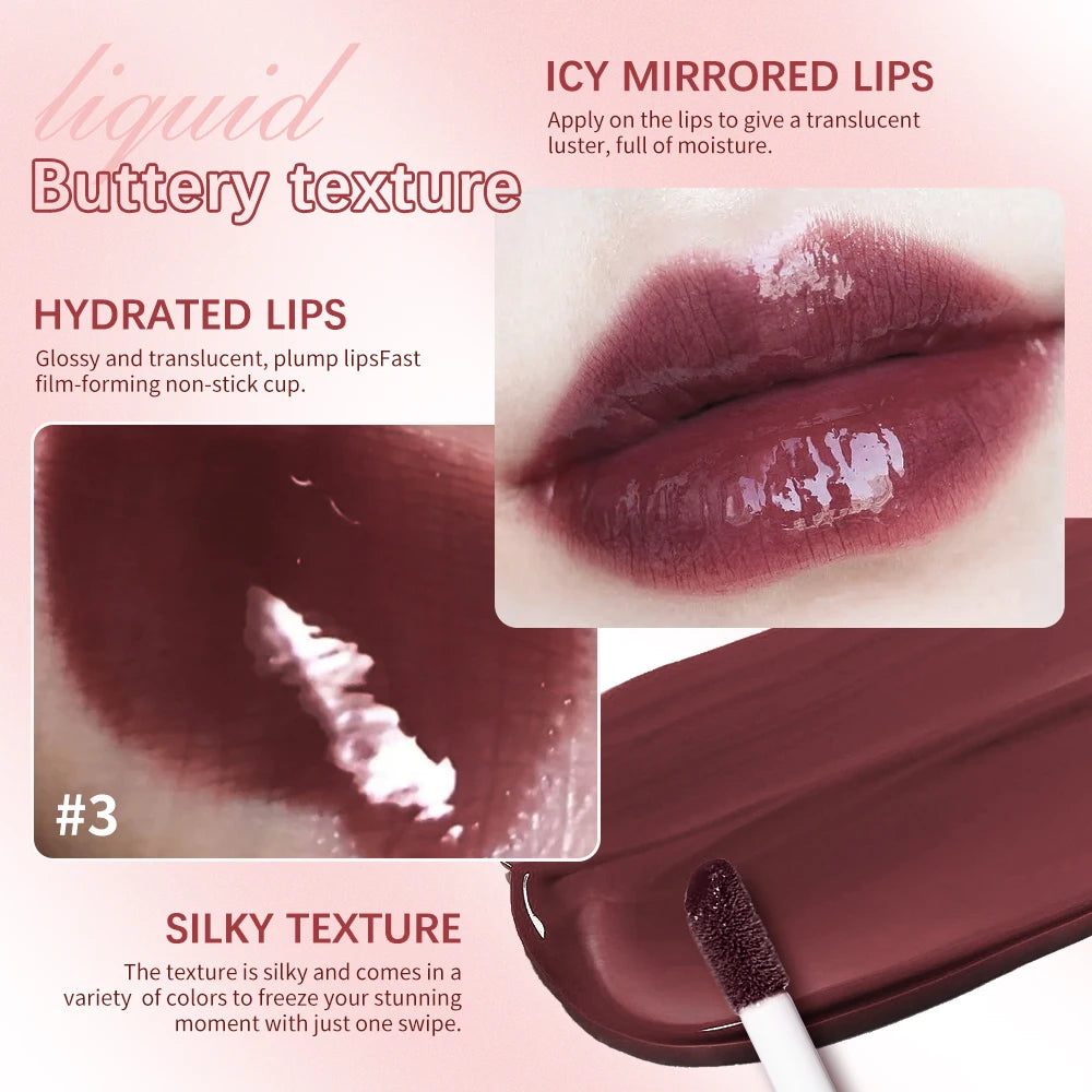 8ml Butter Non-stick Cup Gloss Lip Gloss Moisturizing Mirror Lip Gloss Lasting Color Lip glaze Dye Lip Liquid Makeup For Women Oasis Select