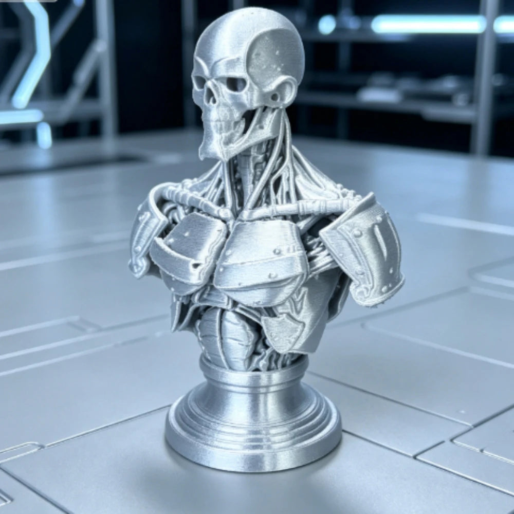 Cyberpunk Armored Skeleton Bust Figurines 3D Printed Skull Torso Statues Sci-Fi Tabletop Ornament Decor for Gaming Desktop Gifts Oasis Select