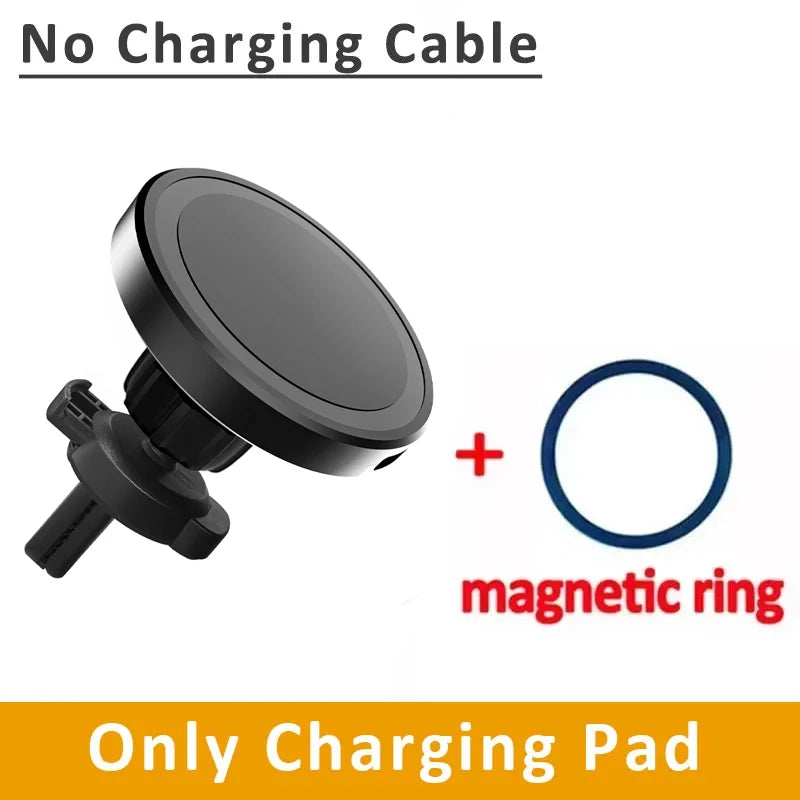 Air Vent Wireless Car Charger For MagSafe iPhone 13-17 Pro Max & Fast Charging Stand Clip Phone Holder Stable Grip Oasis Select Black No Cable