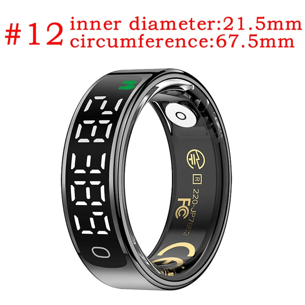2026 Smart Ring With Display Screen Touch Screen Heart Rate Sleep Gesture Control Remote Photo Capture Sports Blue Tooth Ring Oasis Select BK 12