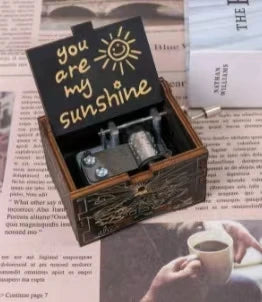 Wooden hand cranked music box, you are my sunshine music painting boutique gift, music box Oasis Select 11