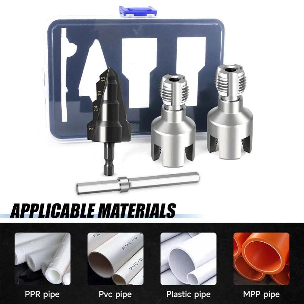 PPR/PVC Pipe Threader Kit – Triple-Flute Counterbore Drill Pipe Threading Tool Oasis Select
