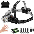 ZHIYU LED Headlamp Rechargeable | Zoom, Sensor, 2×18650