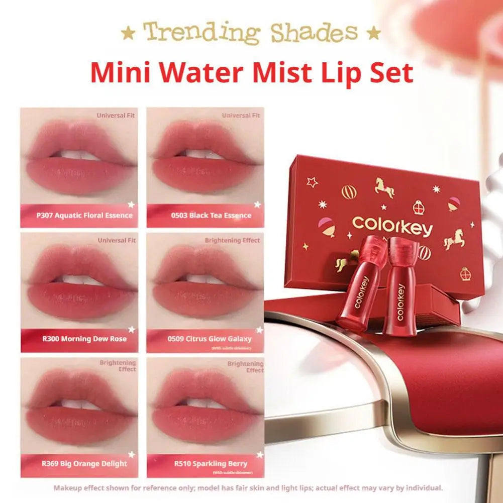 COLORKEY [Year of the Horse Limited Edition] Water Mist Lip Glaze Set Unique Gift Box Matte Velvet Lipstick Eyeshadow Makeup Oasis Select