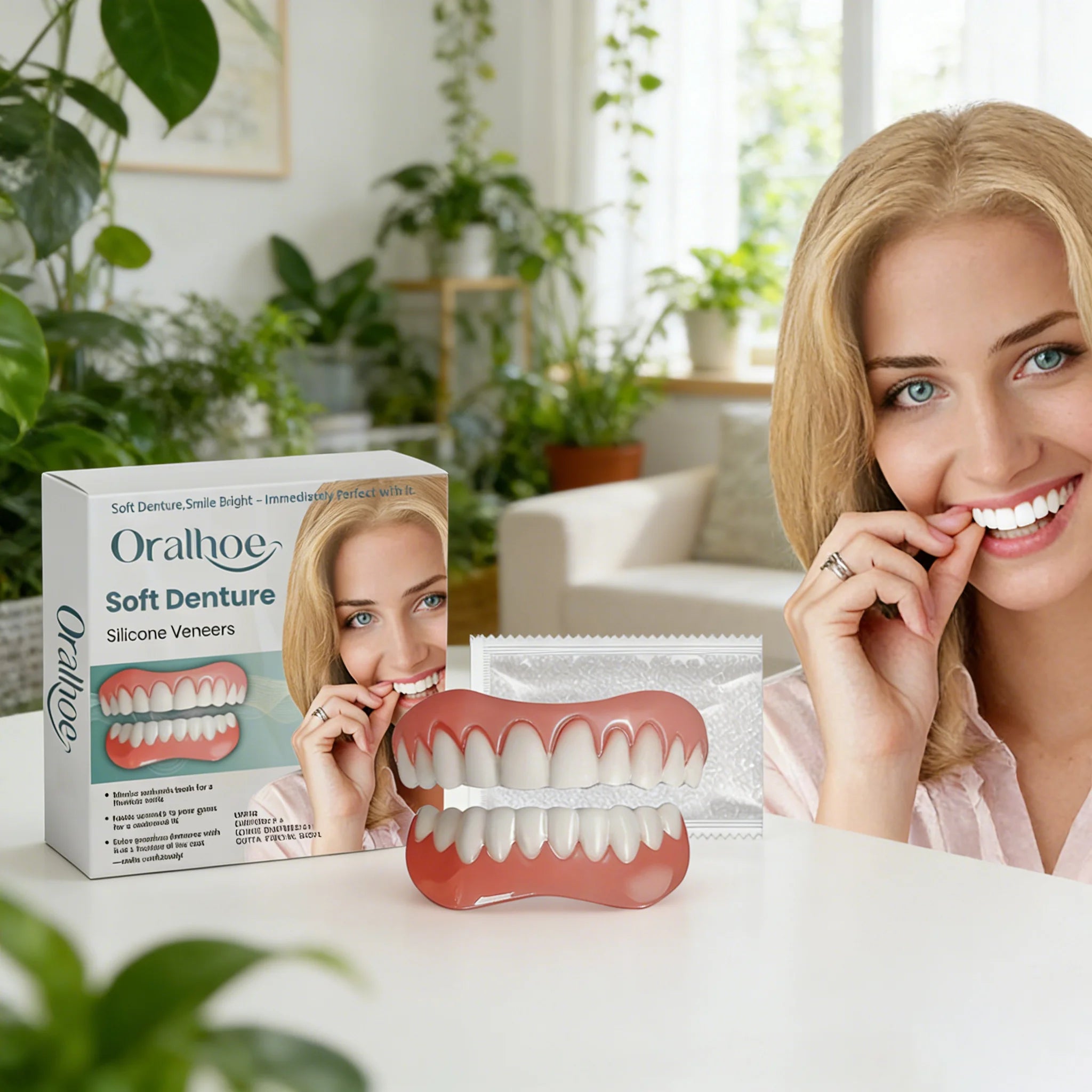 Soft Denture Silicone Kit Temporary Tooth Upper Lower Veneers Denture Decoration Set Fake Teeth Veneers Smile Correction Kit Oasis Select