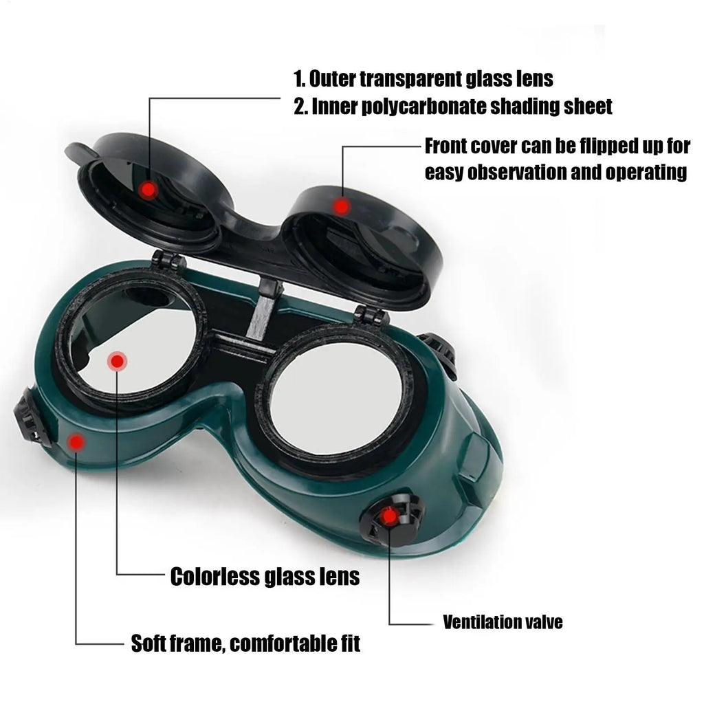 Flip-Up Anti-Glare Welding Goggles – Arc & Grinding Safety