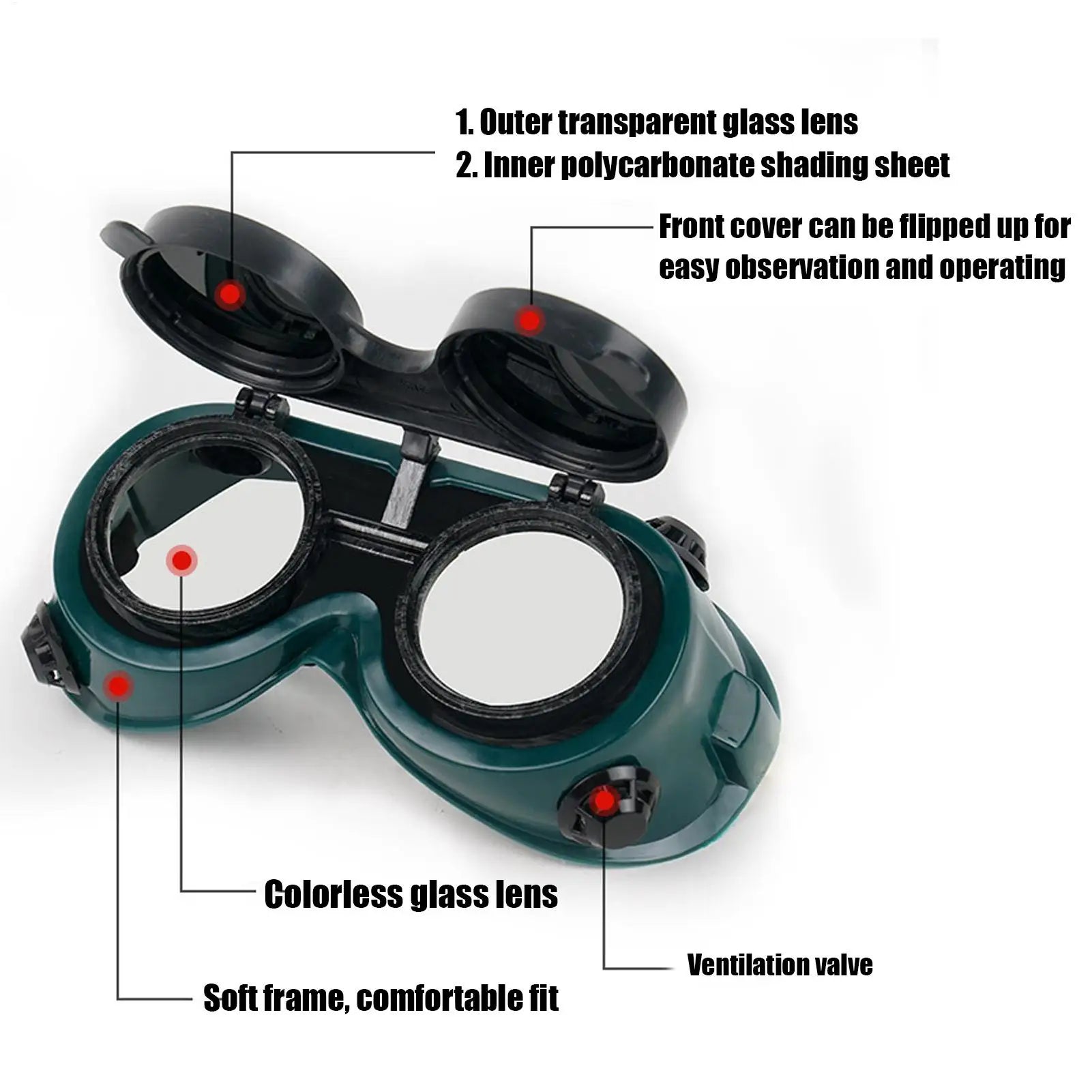 Flip-Up Anti-Glare Welding Goggles – Arc & Grinding Safety