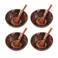 WISH 1 Set Of Natural Coconut Shell Bowls With Spoon And Stand Suitable For Ice Cream, Desserts, Rice, Snacks, Nuts Oasis Select As Shown