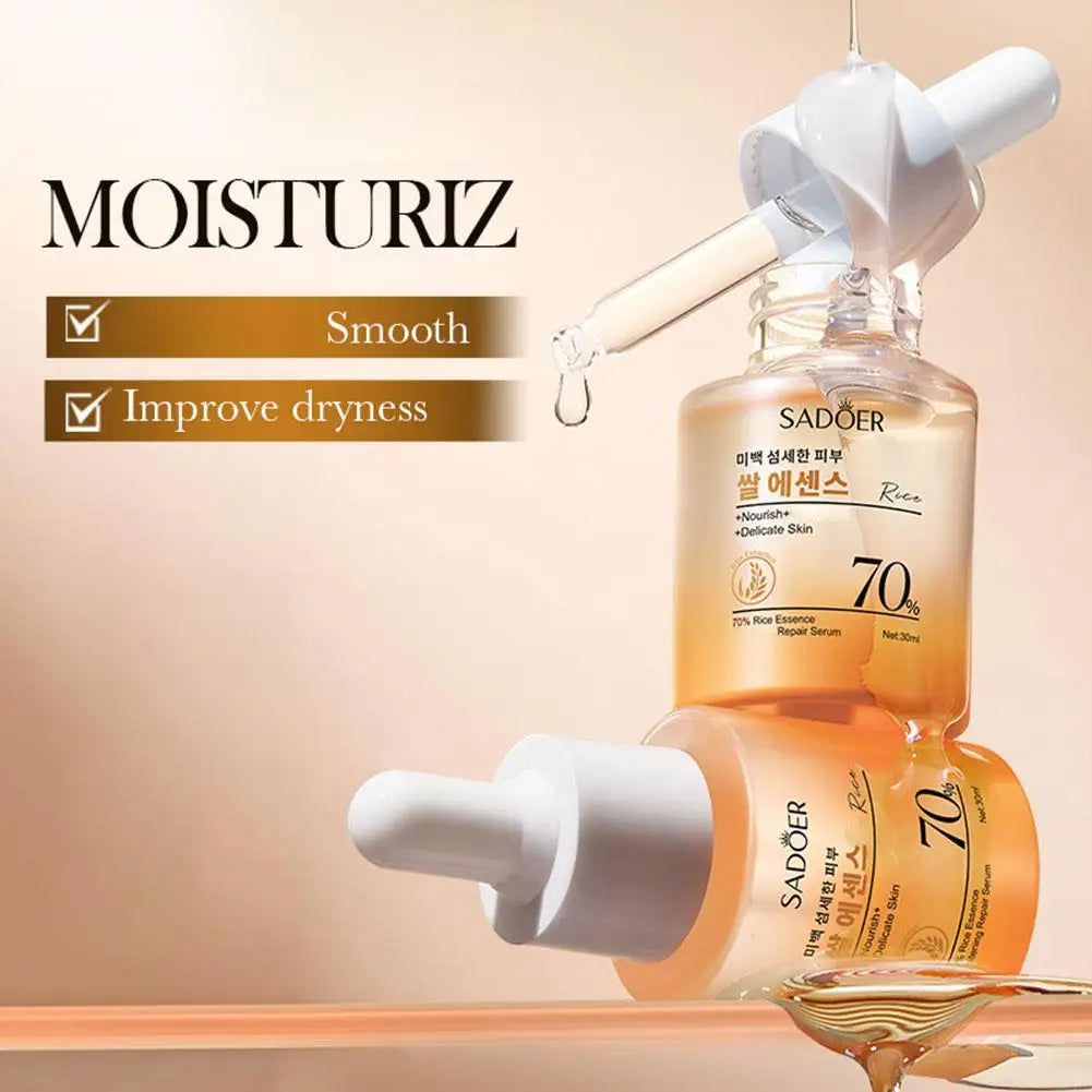 SADOER 70% Rice Essence Repair Serum 30ml - Niacinamide & Ceramide, Nourish Delicate Skin, Korean Rice Skincare Oasis Select