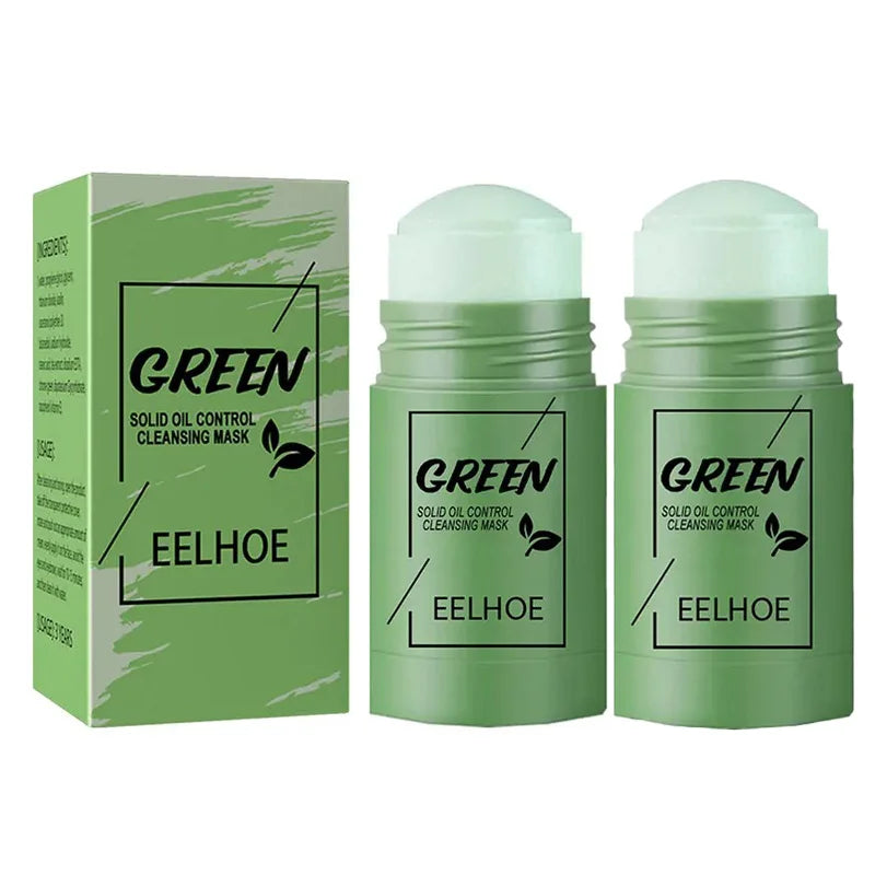 Face Clean Mask Green Tea Stick Deep Cleansing Mud Film Oil Control Remove Blackheads Pores Shrink Beauty Skin Set for Travel Oasis Select 2pcs