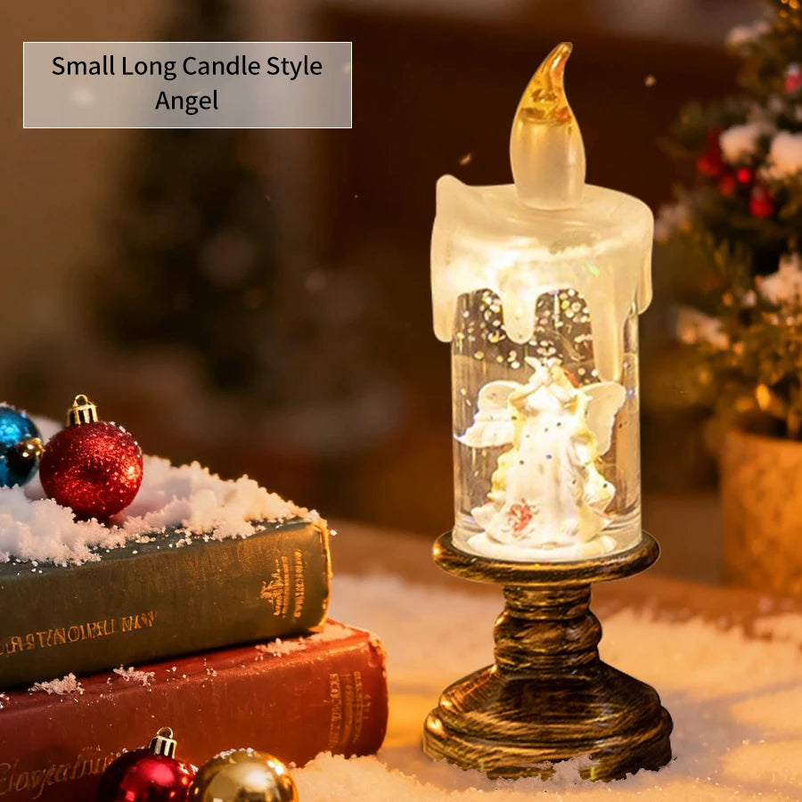 Christmas LED Snowman Crystal Candle Lamp | Flameless Decor LED Candle Lamp Oasis Select Angel
