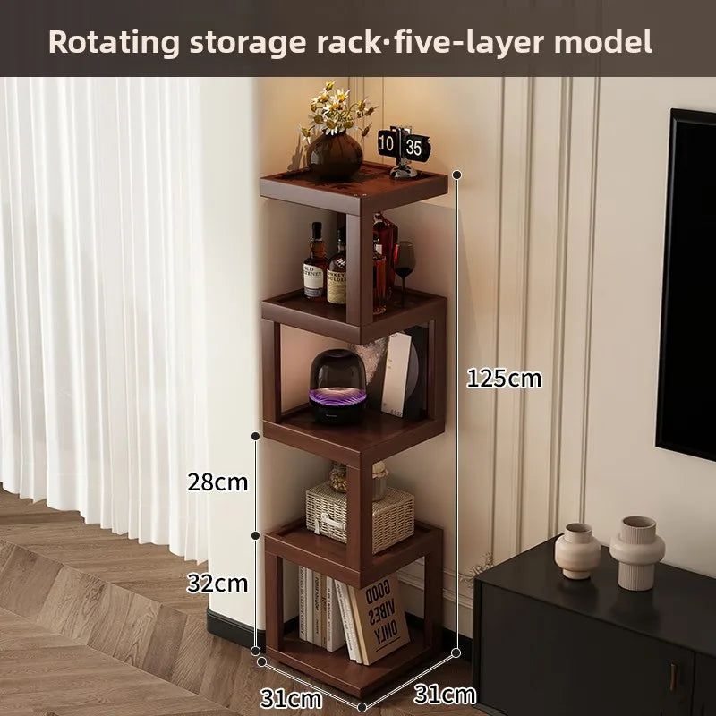 Corner Storage Shelf Triangle Cabinet, Wall Mounted Right Angle Storage Organizer, Bamboo Display Cabinet for Living Room Oasis Select 5 floors