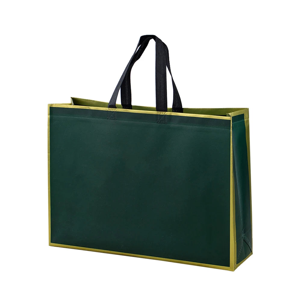 Reusable Shopping Bag Canvas Foldable Large Capacity Women Casual Handbag Reusable Grocery Bags Beach Storage Organizer 2023 Oasis Select Green gold edge