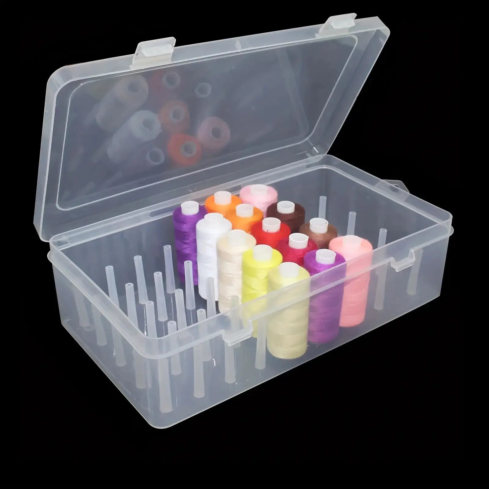 Clear Plastic Sewing Thread Storage Box With 42 Slots Craft Spool Holder For Embroidery Quilting Supplies Fridge Container Oasis Select