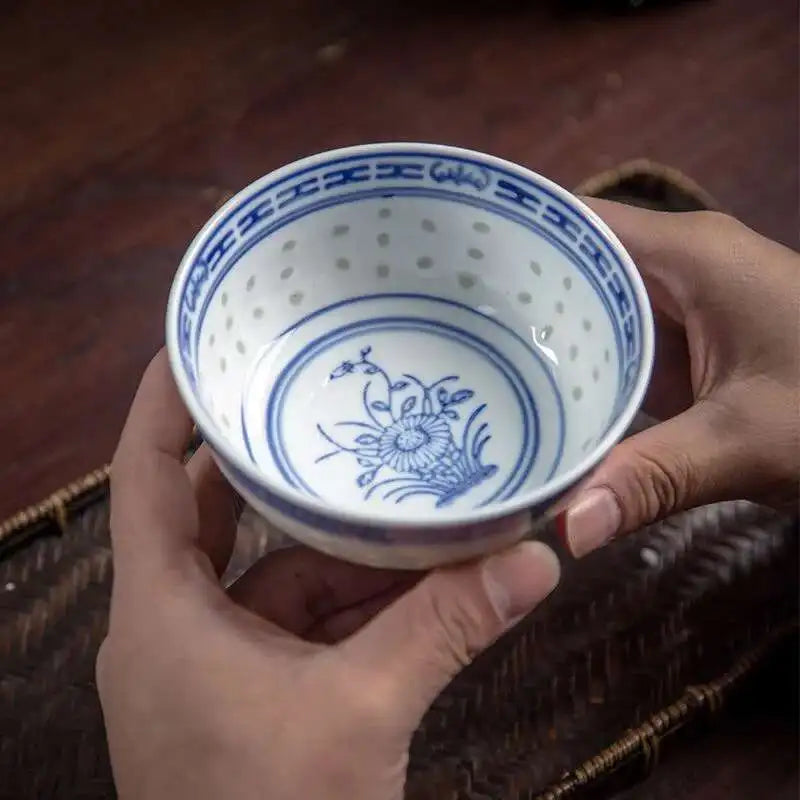 Blue and White Porcelain Bowl Chinese Orchid Bowl Traditional Ceramic Dragon Bowl Old Style Dessert Rice Bowl Oasis Select